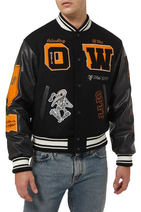 off white varsity jacket men